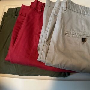 H&M Set of Three Chino Pants - Green, Red, and Gray